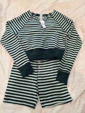 PINK Striped Ribbed Lounge Set NWT S